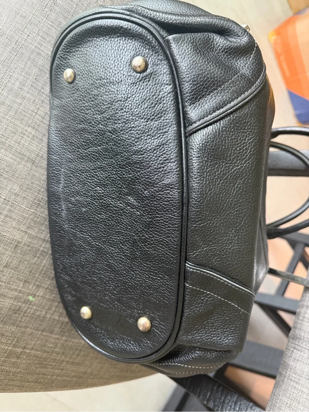 Mcm Black Leather Drawstring Tote Bag -